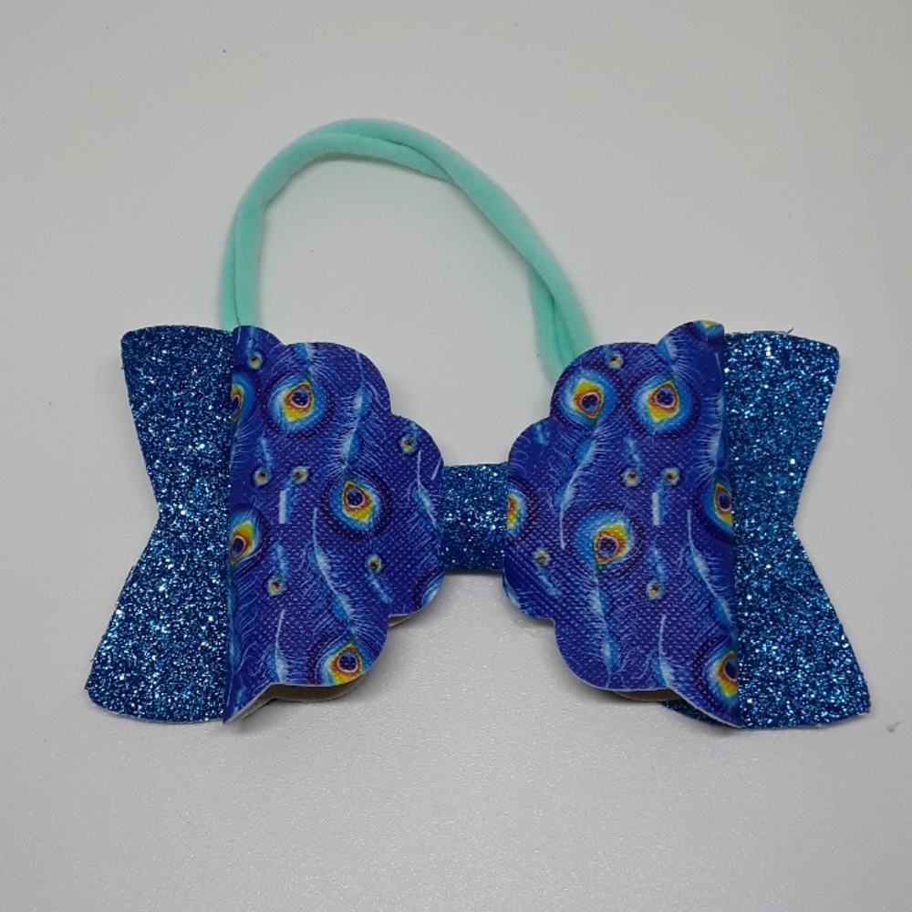father print handmade faux leather bow headband
